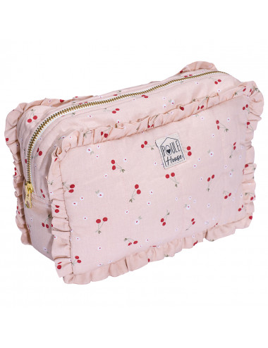 Marylou : Grande trousse de toilette à froufrou - cerises