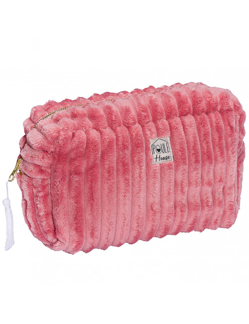 Louise : Grande trousse de toilette minky matelassé - pastèque