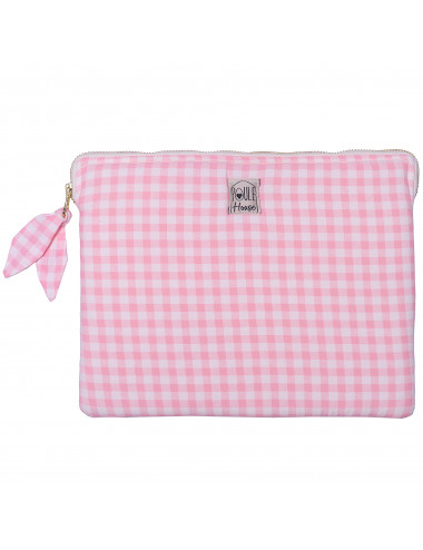 Pochette PC/tablette vichy rose - Taille M