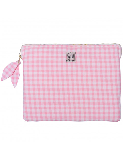 Pochette PC/tablette vichy rose - Taille M