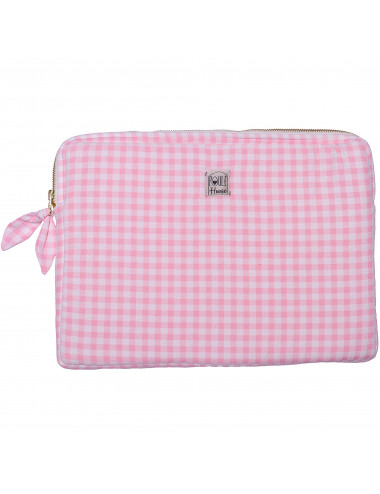 Pochette PC/tablette vichy rose - Taille L