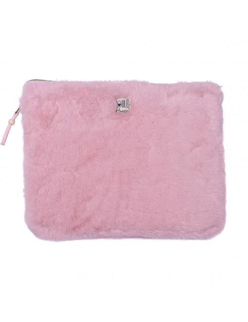 Pochette PC/tablette fausse fourrure angora pétale - Taille M