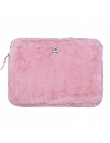 Pochette PC/tablette fausse fourrure angora pétale - Taille L