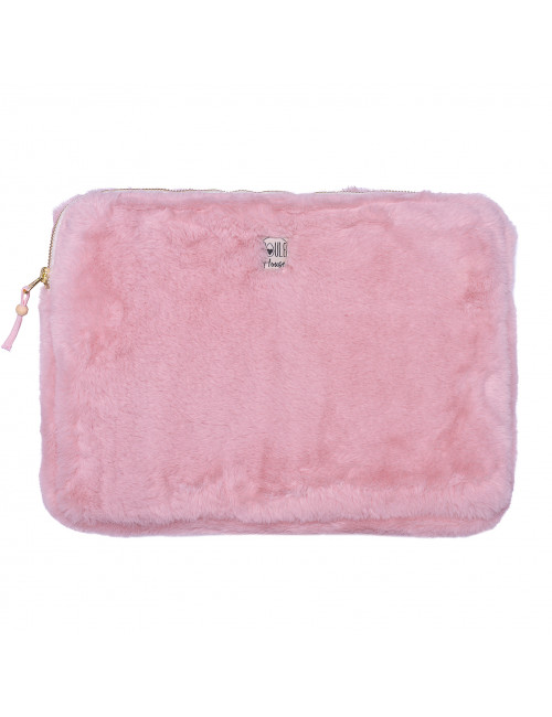 Pochette PC/tablette fausse fourrure angora pétale - Taille L