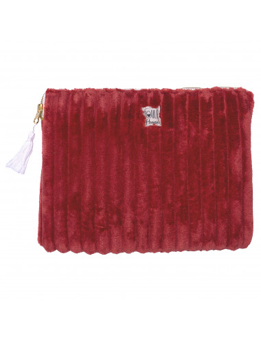 Pochette PC/tablette minky matelassé paprika - Taille M