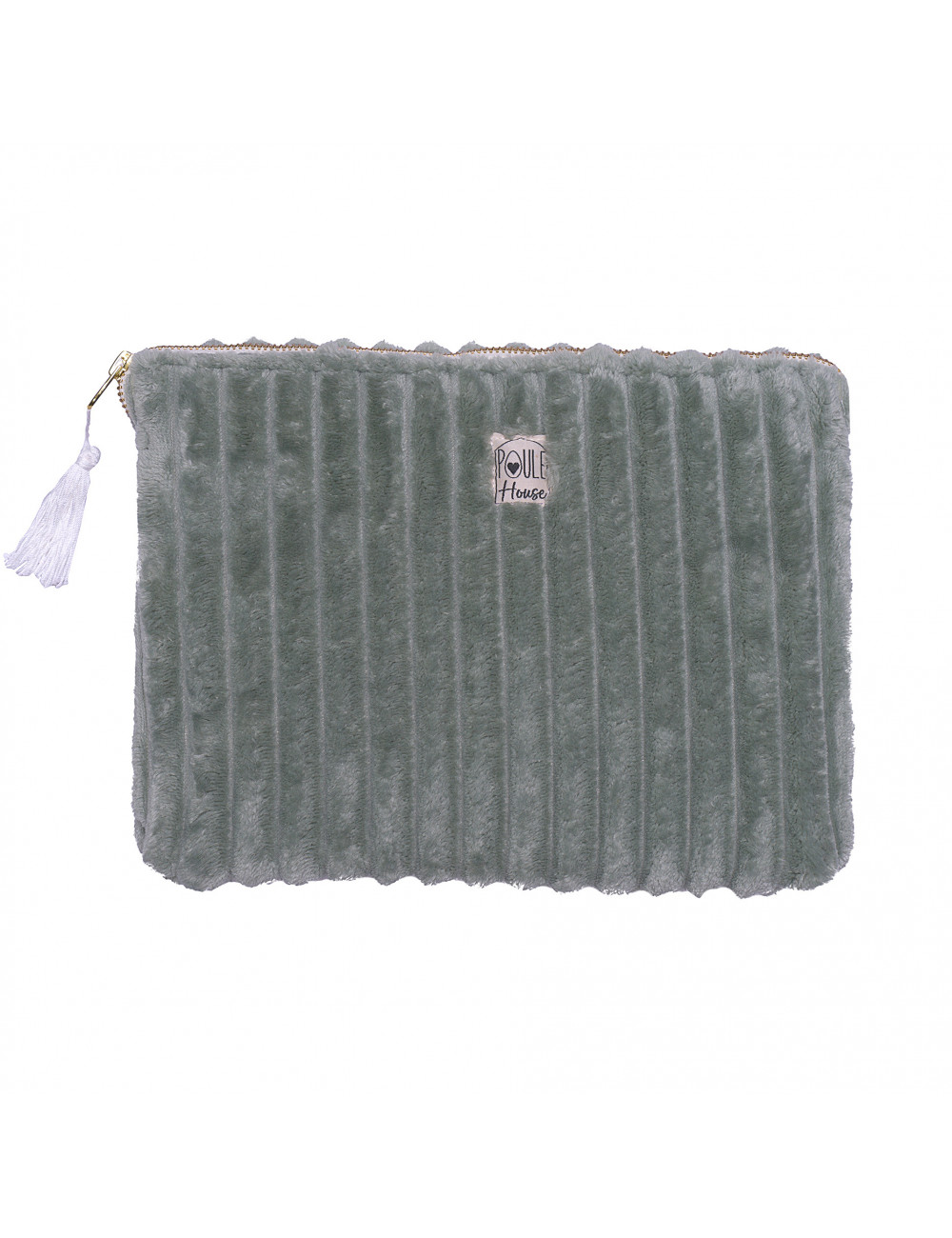 Pochette PC/tablette minky matelassé sauge - Taille M