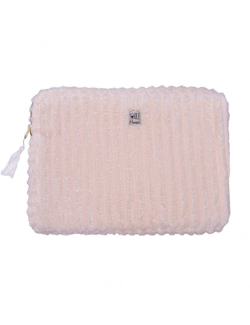Pochette PC/tablette minky matelassé crème - Taille L
