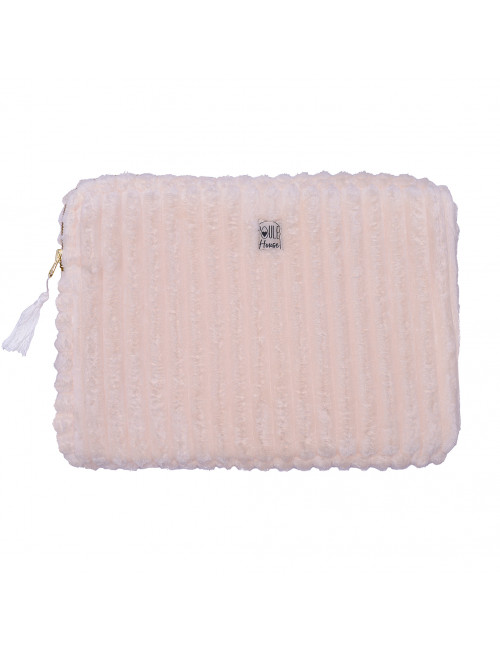 Pochette PC/tablette minky matelassé crème - Taille L
