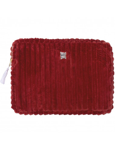 Pochette PC/tablette minky matelassé paprika - Taille L