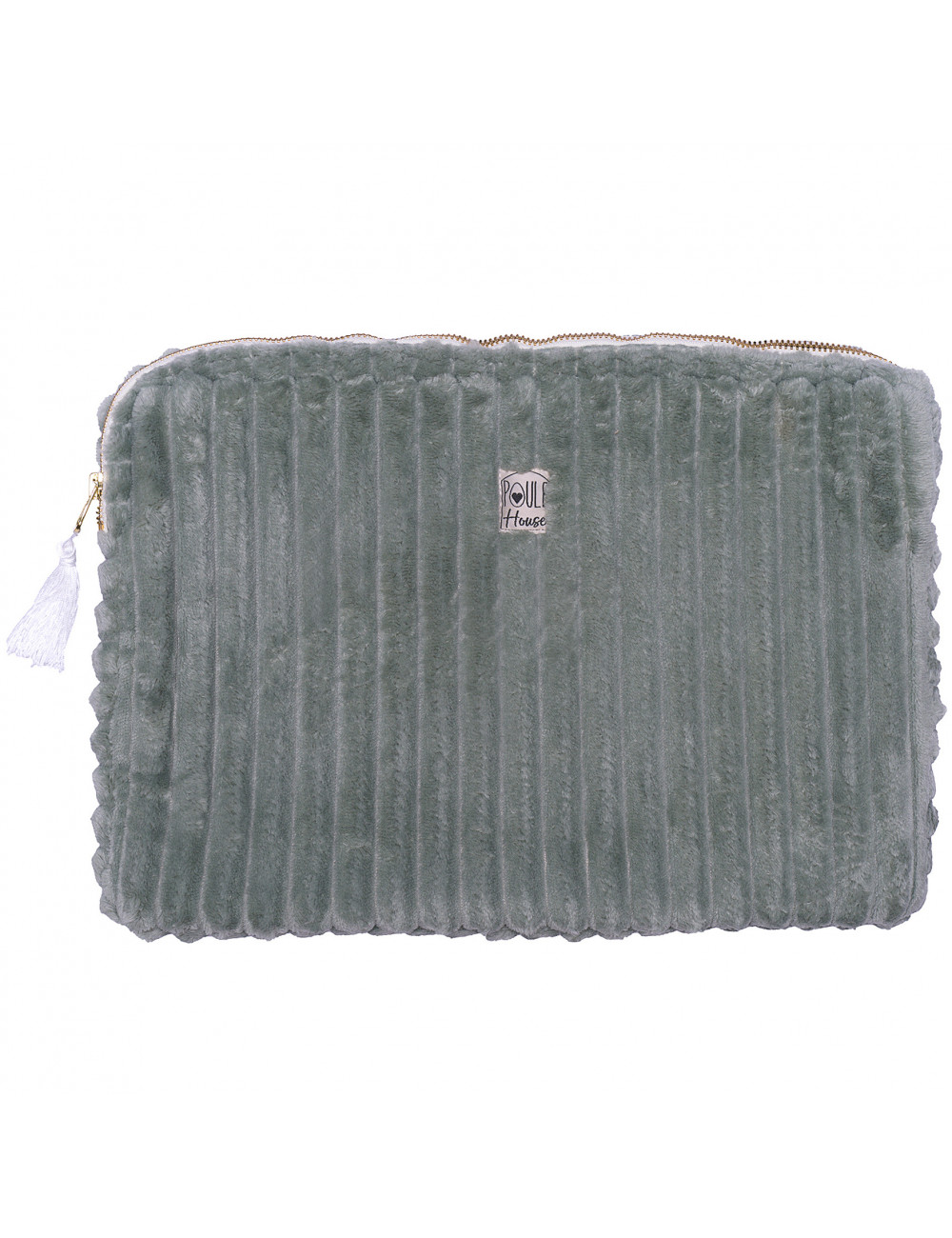 Pochette  PC/tablette minky matelassé sauge - Taille L