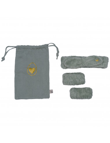 Set bandeau de soins + manchons dans pochon - sauge