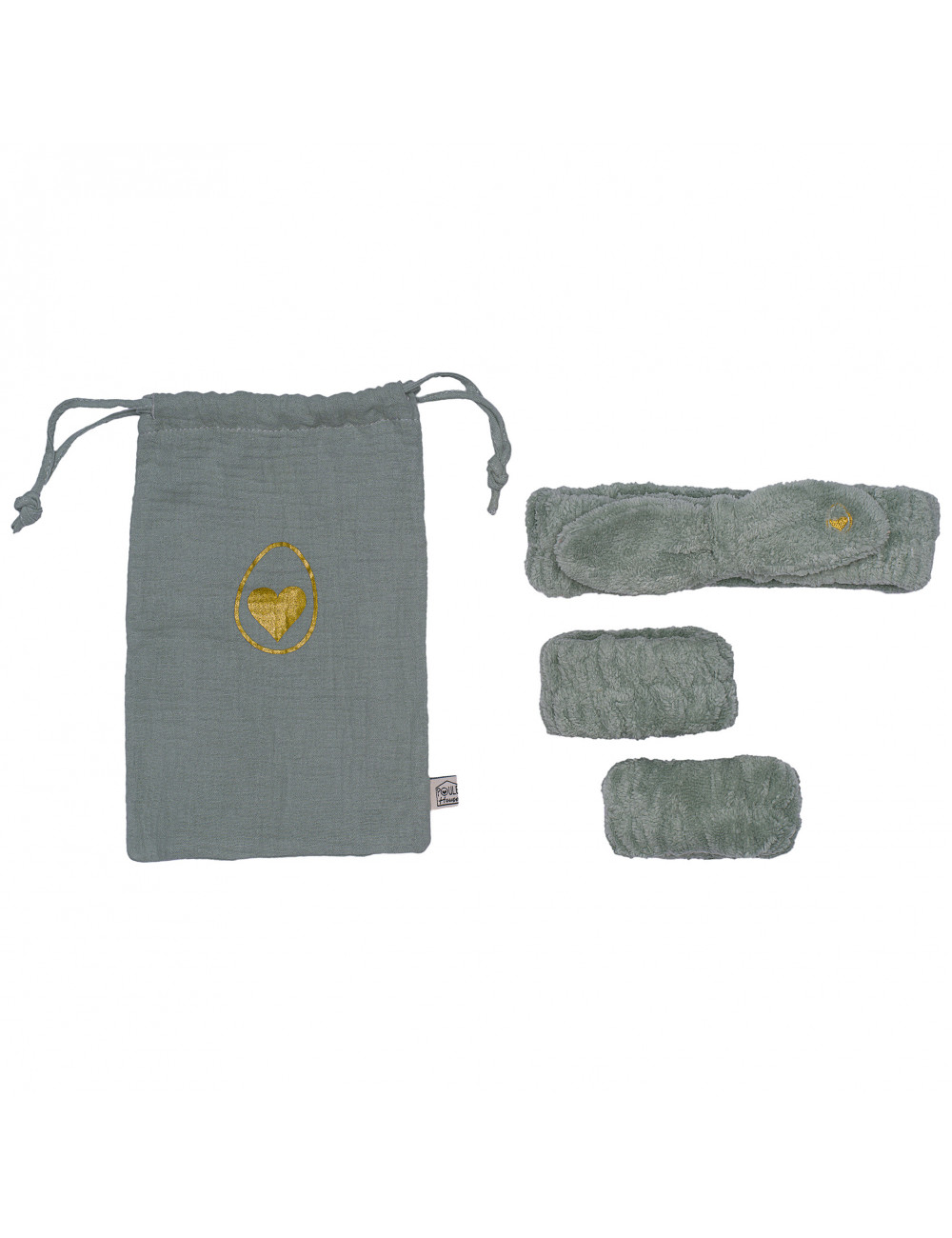 Set bandeau de soins + manchons dans pochon - sauge