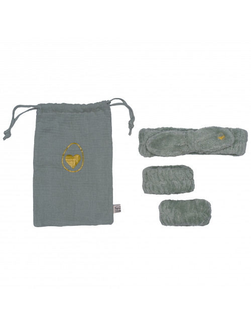 Set bandeau de soins + manchons dans pochon - sauge