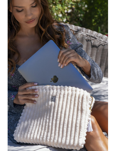 Pochette PC/tablette minky matelassé pastèque - Taille L