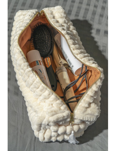 Manon : Maxi trousse  de coiffure minky matelassé  - sauge