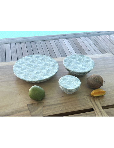 Set 3 couvre-plats coton enduit imprimé palmiers