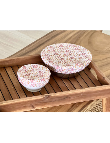 Set 3 couvre-plats coton enduit imprimé liberty marsala
