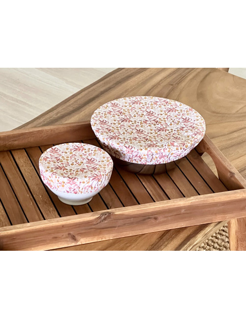 Set 3 couvre-plats coton enduit imprimé liberty marsala
