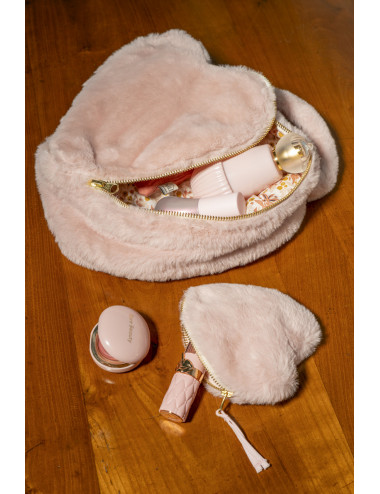 Valentina : Vanity cœur fausse fourrure -  angora galet