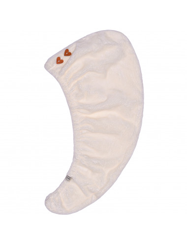 Serviette turban cheveux en éponge bambou - lait