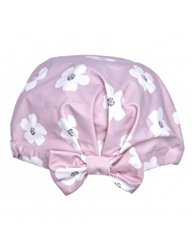 Charlotte de douche imprimé fleurs blanc/rose