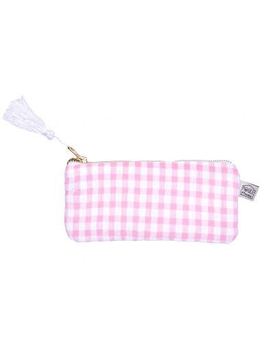 Etui à lunettes zippée - vichy rose