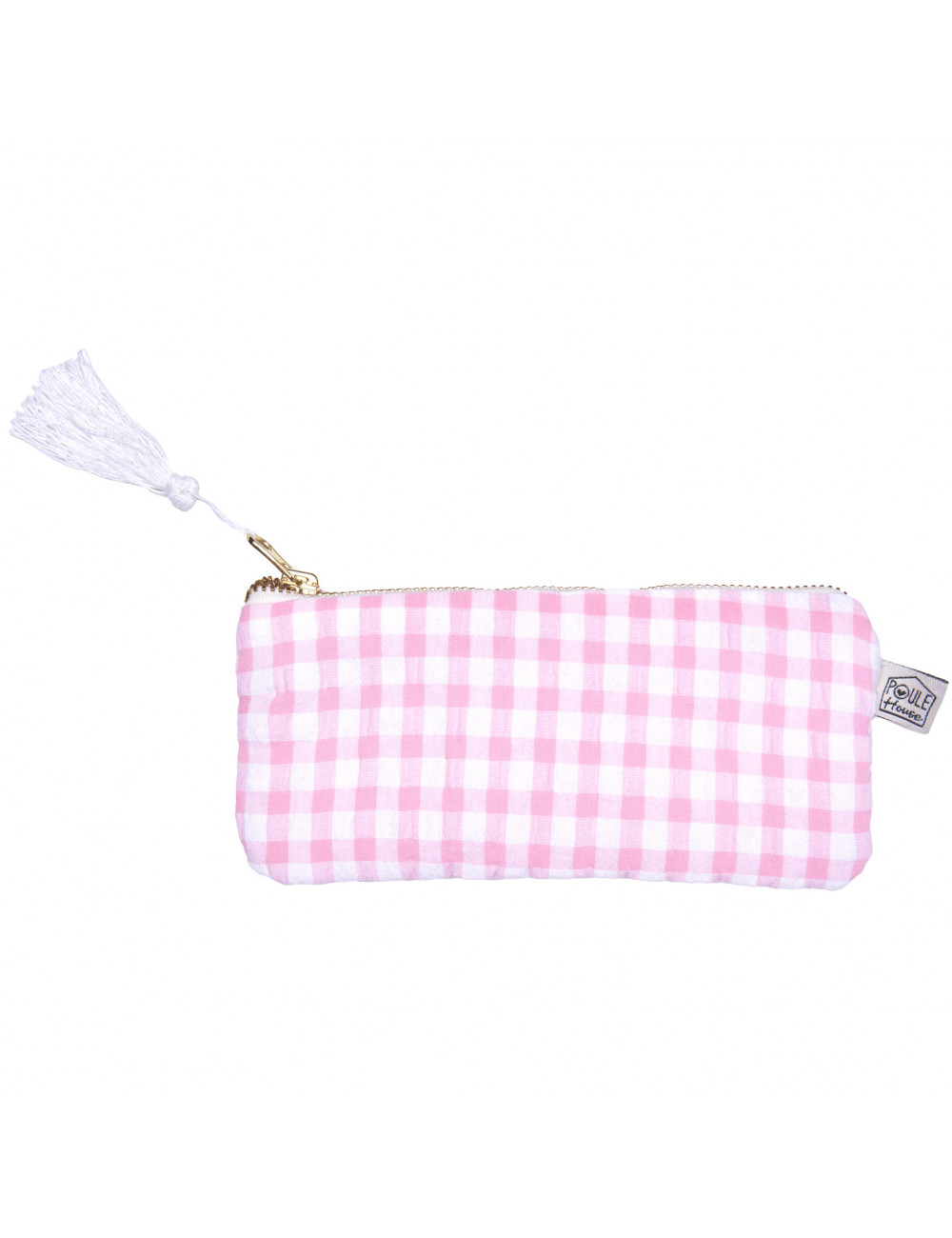 Etui à lunettes zippée - vichy rose