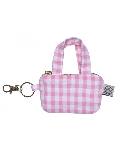 Etui pour écouteurs : mini sac vichy rose