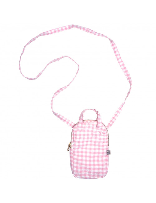 Mini sac à bandoulière pour téléphone portable - vichy rose