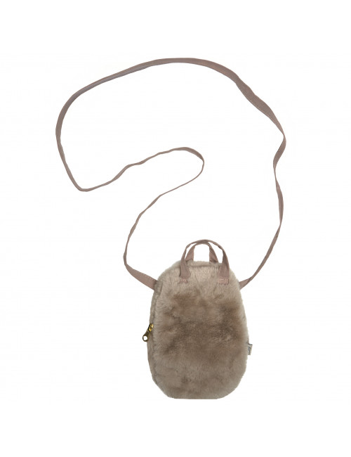 Mini sac à bandoulière pour téléphone portable - fourrure beige