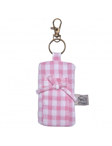 Porte-clés 2 en 1 pour baume à lèvres - vichy rose