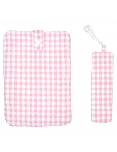 Pochette à livre de poche + marque-page - vichy rose