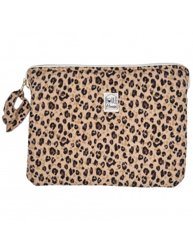Pochette zippée PC/tablette léopard - Taille M
