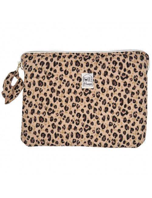 Pochette zippée PC/tablette léopard - Taille M
