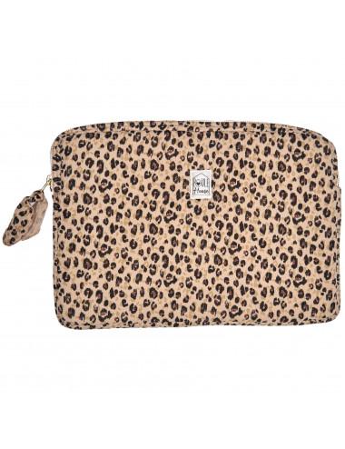 Pochette zippée PC/tablette léopard - Taille L