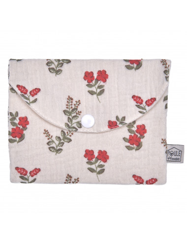 Pochette à savon imperméable - fleurs rouges