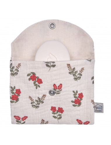 Pochette à savon imperméable - fleurs rouges