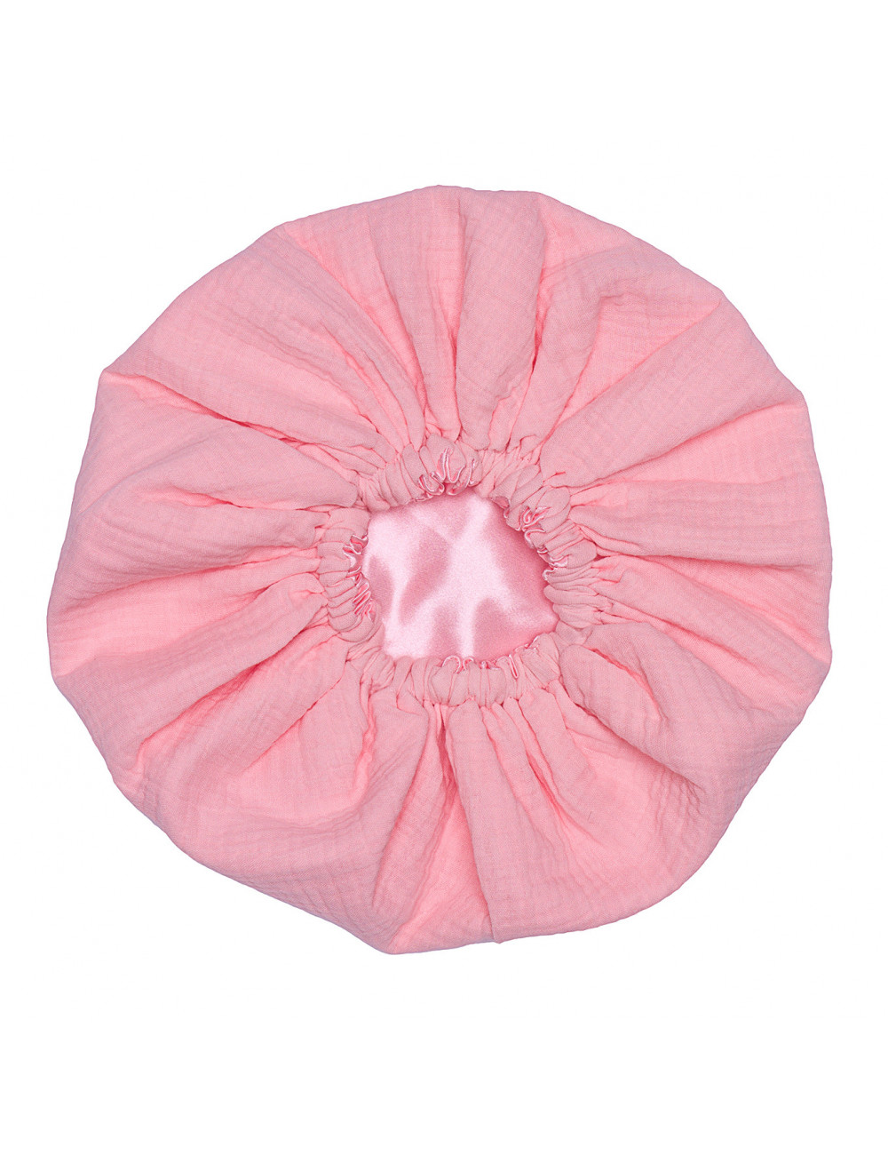 Bonnet de nuit satin & gaze de coton - rose