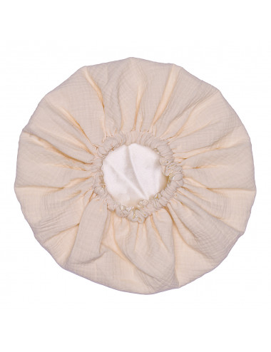 Bonnet de nuit satin & gaze de coton - ivoire
