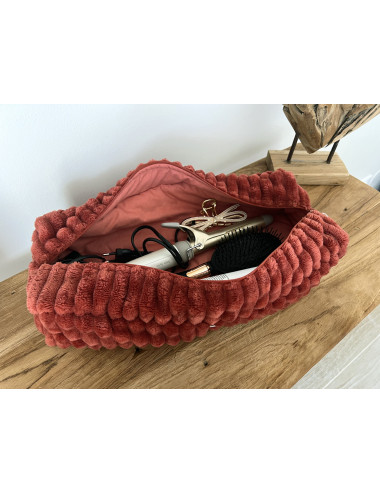 Manon : Maxi trousse de coiffure minky matelassé  - toffee