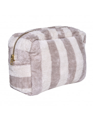 Trousse éponge bambou rayée écru / galet