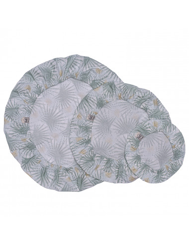Set 3 couvre-plats coton enduit imprimé palmiers