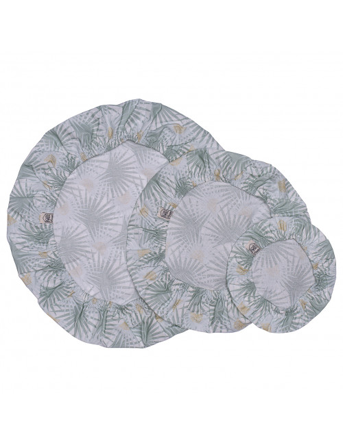 Set 3 couvre-plats coton enduit imprimé palmiers