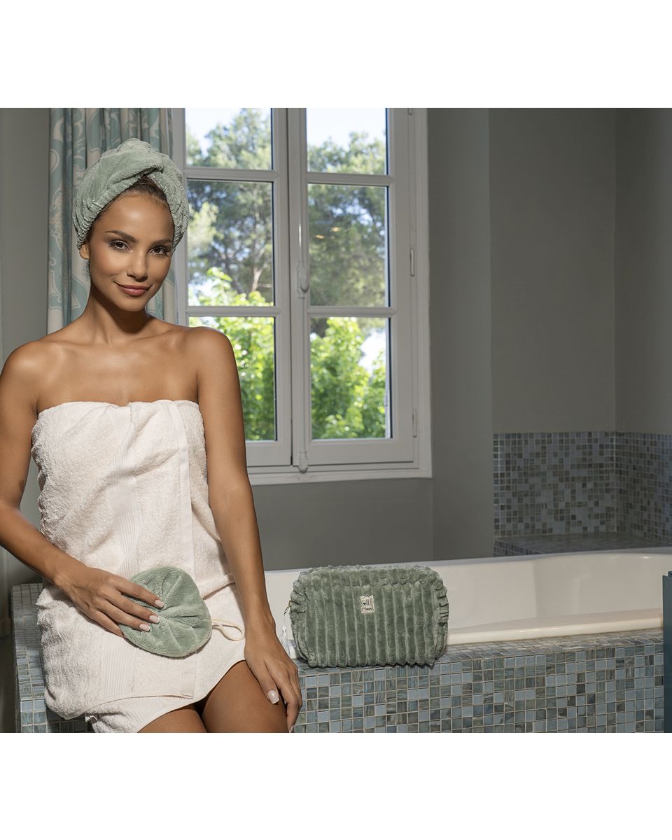 Lifestyle fleur de douche éponge bambou sauge - Poule House