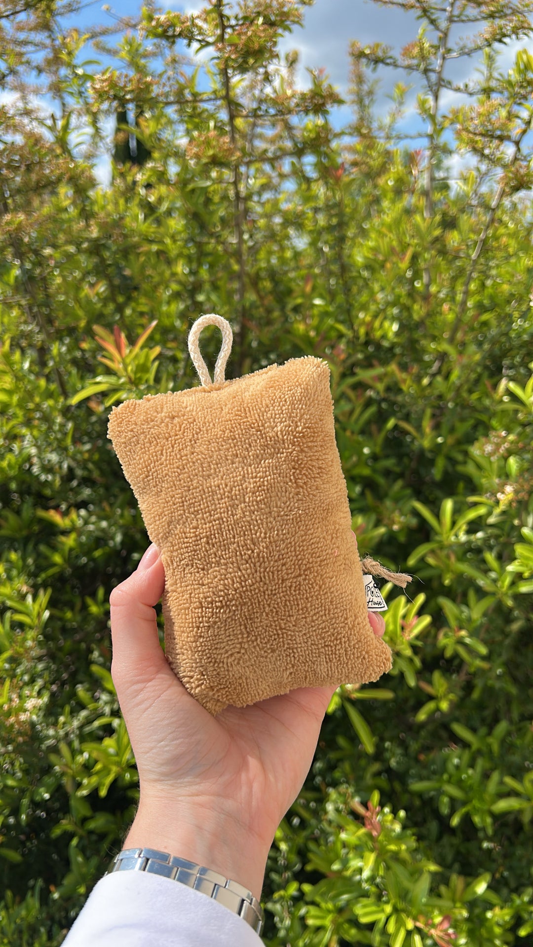 Eponge lavable double face - noisette