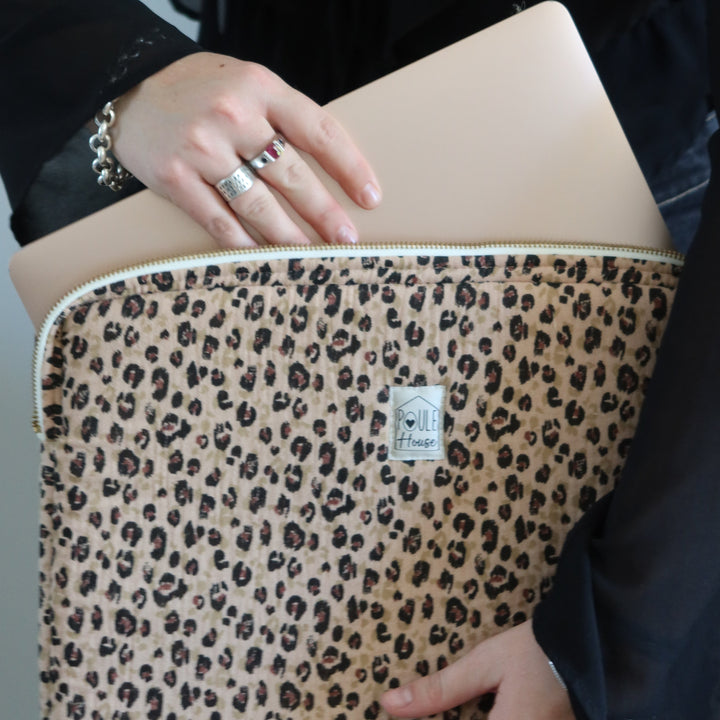 Pochette ordinateur léopard- Taille L