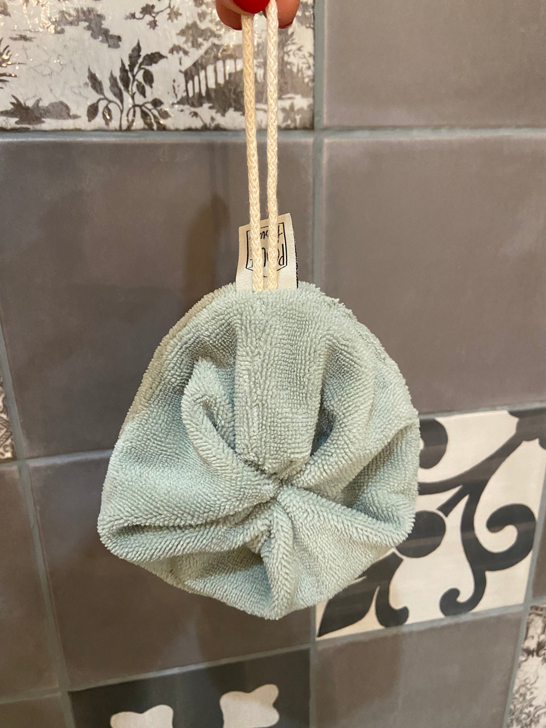 Fleur de douche éponge bambou - sauge