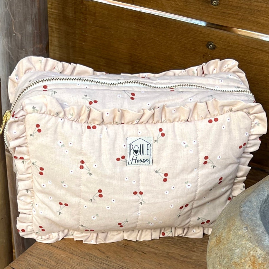 Marylou : Grande trousse de toilette à froufrou - cerises