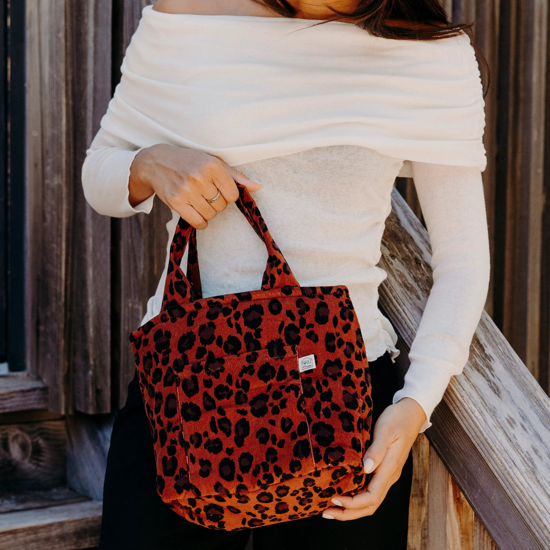 Lifestyle lunch bag isotherme velours mille raies léopard noir - Poule House