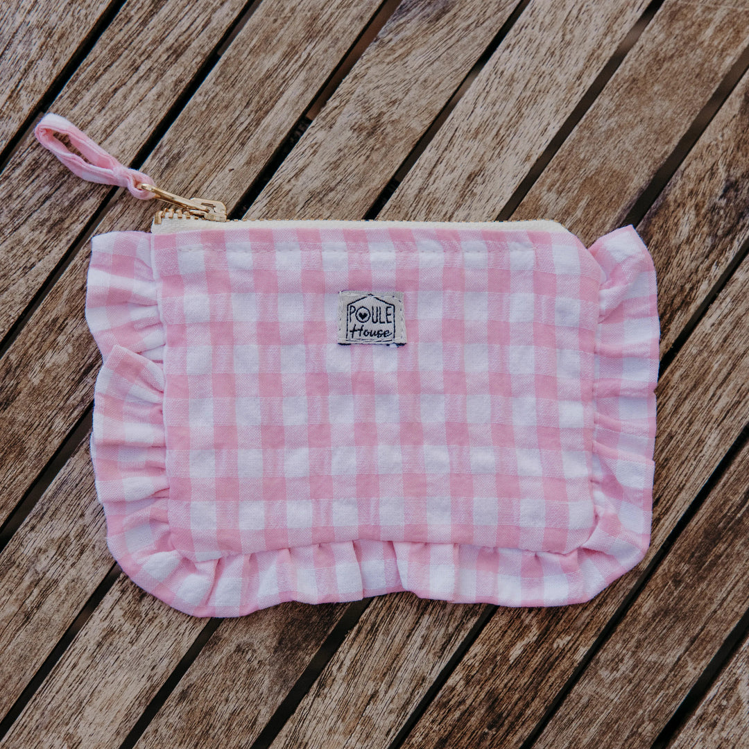 Lifestyle mini pochette froufrou Baby Lola vichy rose - Poule House